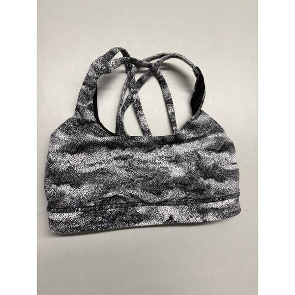 Lululemon Energy Bra. Power Luxtreme Hazy Days Black White. Sz 4 - Picture 3 of 10